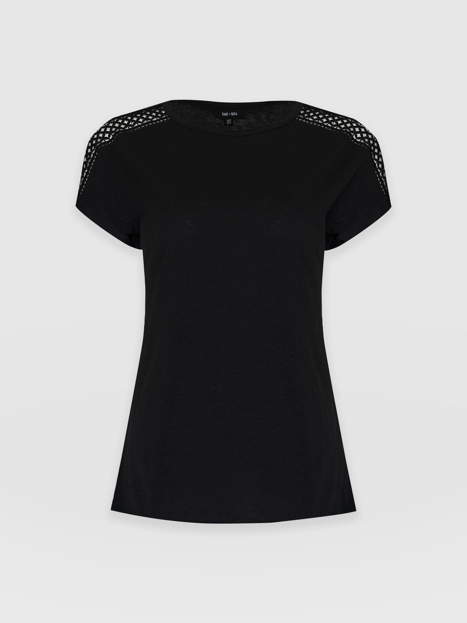 Reveal Lace Tee Black - Women's T- Shirts | Saint + Sofia® EU